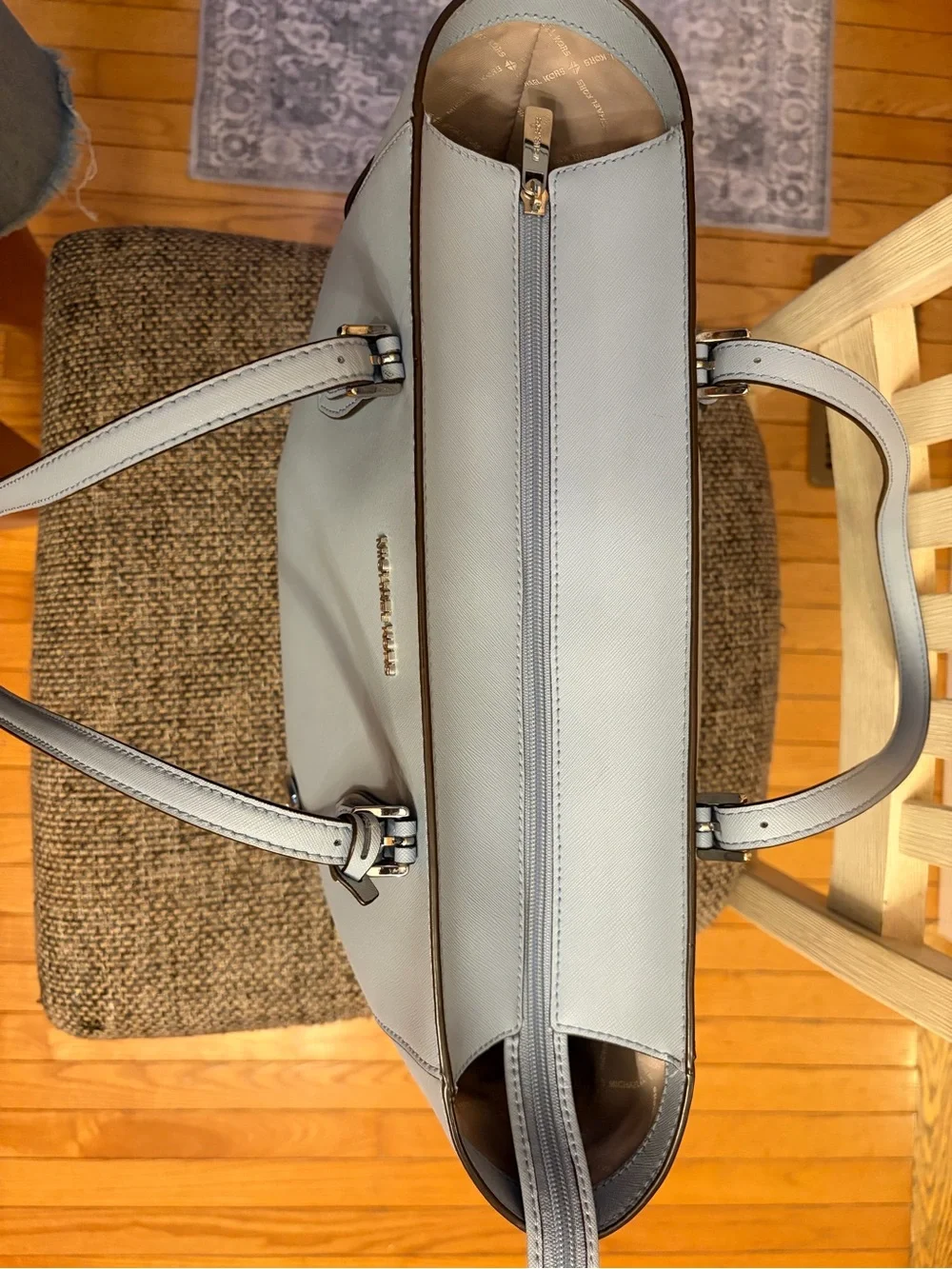 MICHAEL KORS Light Blue Leather Tote Bag